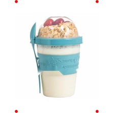 MarkEntegra Kaşıklı Hazneli Yoğurt Kabı, Taşınabilir (Turkuaz)