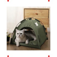 MarkEntegra Yumuşak Minderli Kedi Kamp Çadırı Evi (Yeşil, Small)