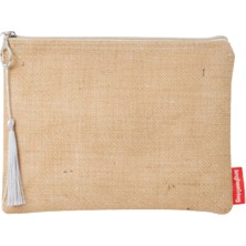 Baghashtag Beyaz Püsküllü Jüt Clutch Bez Çanta