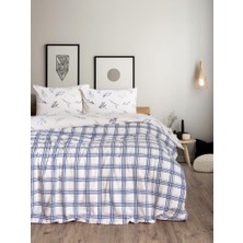 Bigelal Flanel Nevresim Takımı Çift Kişilik Lavanid Mavi