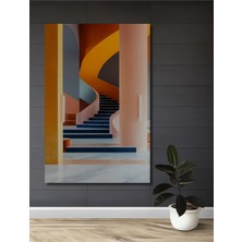 Teona Ahşap Modern Geometrik Merdiven Yağlı Boya Görünümlü Ahşap Dekoratif Ev,antre,salon,ofis,mutfak Tablo