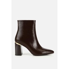 Yaya By Hotiç Kadın Kahverengi Gold Detaylı Sivri Burunlu Topuklu Bot