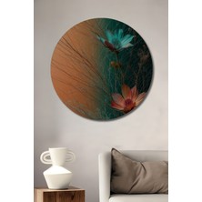 Teona Ahşap Narin Çiçek Dansı Yağlı Boya Görünümlü Ahşap Dekoratif Tablo Yuvarlak Duvar Tablosu