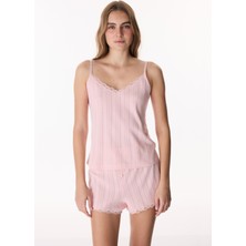 Penti Pembe Lotus Pointel Pamuklu Atlet Pijama Üstü