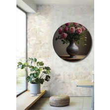 Teona Ahşap Pembe Güller Vazoda Yağlı Boya Görünümlü Dekoratif Ahşap Ev,antre,salon,ofis,mutfak Tablo