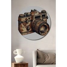 Teona Ahşap Antika Dünya Haritası Baskı Yağlı Boya Görünümlü Ahşap Dekoratif Tablo Yuvarlak Duvar Tablosu