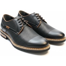 Zueofficial Siyah Hakiki Deri  Klasik Erkek Ayakkabı