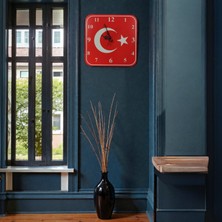 Atabox Duvar Saati Türk Bayrak Temalı Ofis Ev Okul Iş Yeri Duvar Saati