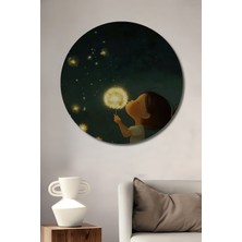 Teona Ahşap Umut Düküntüsü Yağlı Boya Görünümlü Dekoratif Ahşap Tablo Yuvarlak Duvar Tablosu