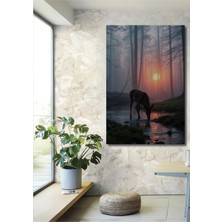 Teona Ahşap Gızemlı Orman Geyik Suluboya Görünümlü Dekoratif Ahşap Ev,antre,salon,ofis,mutfak,yatak Odası Tablo