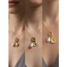 NKT Collection Deniz Kabuğu Midye Ay Güneş Incili Kolye