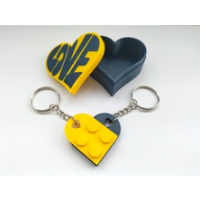 Bi'heykel Sarı Lacivert Taraftar Çift Anahtarlık Seti – Kalpli Özel Kutu