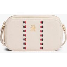 Tommy Hilfiger Kadın Timeless Dekoratif Şerit Detaylı Omuz ve Çapraz Çanta - Bej