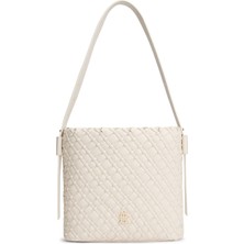 Tommy Hilfiger Kadın Braided Shoulder Bag Örgü Dokulu Omuz Çantası - Krem