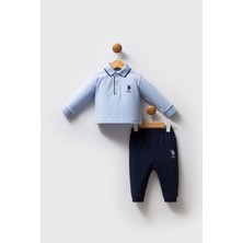 U.S. Polo Assn. Us Polo Erkek Polo Yaka Sweatshırt Alt Üst Takım - 2570US - Mavi - 9 Ay Mavi