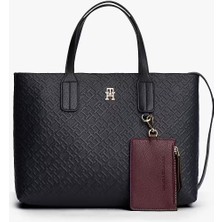 Tommy Hilfiger Kadın Th Icon Mini Tote Monogram Desenli El Çantası - Lacivert