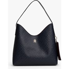 Tommy Hilfiger Kadın Icon Monogram Kabartmalı Omuz Çantası - Lacivert