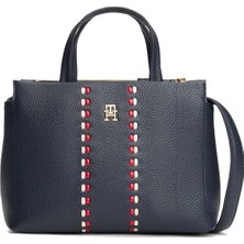 Tommy Hilfiger Kadın Th Timeless Mini Satchel Dikiş Detaylı El ve Omuz Çantası - Lacivert
