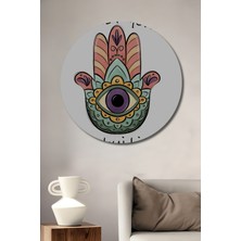 Teona Ahşap El Gözü Suluboya Görünümlü Ahşap Dekoratif Tablo Yuvarlak Duvar Tablosu