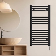 Hammam 800X400MM 250W Elektrikli Fişli Karbon Çelik Havlupan Alya Mat Siyah Ral 9005