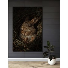 Teona Ahşap Uyuyan Tavşan Yağlı Boya Görünümlü Ahşap Dekoratif Ev,Antre,Salon,Ofis,Mutfak,Yatak Odası Tablo