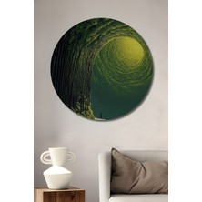 Teona Ahşap Ormanın Gızemlı Tüneli Sulu Boya Görünümlü Ahşap Dekoratif Tablo Yuvarlak Duvar Tablosu