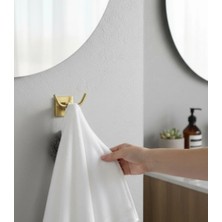 İsaoğlu Yapı Mat Altın Banyo Bornozluğu Fırçalanmış Gold Ikili Askılık Bornozluk Pirinç Malzeme