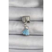 Shopwave 316L Çelik Gümüş Renk Mavi Renk Sallantı Elbise Model Nomination Charm - TJ-BC1101