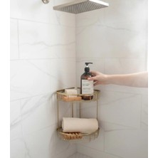 İsaoğlu Yapı Banyo Şampuanlık Mat Gold Ikili Şampuan Rafı Pirinç Malzeme Paslanmaz Mat Altın