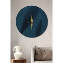 Teona Ahşap Dev Balina Gölgesinde Kayakçı Yağlı Boya Görünümlü Dekoratif Ahşap Tablo Yuvarlak Duvar Tablosu