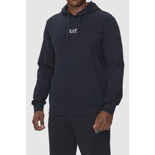 EA7 Erkek Tam Kalıp Kapüşonlu Sweatshirt - Lacivert
