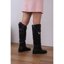 Poteen Hermod Kadın Aksesuar Detaylı Binici Uzun Şık Çizme P311-KAHVE