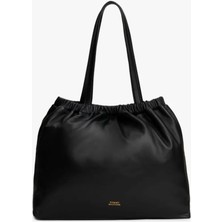 Tommy Hilfiger Kadın Büzgü Detaylı Deri Omuz Çantası - Siyah