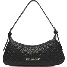Love Moschino Kadın Kapitone Logo Omuz Çantası – Siyah