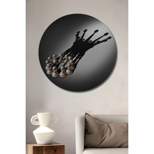 Teona Ahşap Satranç Piyonları Krallık Gölgesi Yağlı Boya Görünümlü Dekoratif Ahşap Tablo Yuvarlak Duvar Tablosu