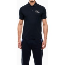 EA7 Erkek Tam Kalıp Kısa Kollu Polo Yaka T-Shirt - Lacivert