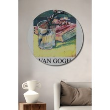 Teona Ahşap Van Gogh Badem Çiçekleri Ahşap Dekoratif Tablo Yuvarlak Duvar Tablosu