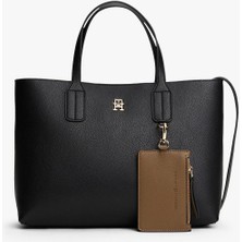 Tommy Hilfiger Kadın Icon Çıkarılabilir Cüzdan Detaylı Tote El Çantası - Siyah