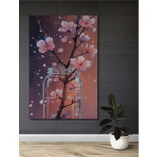 Teona Ahşap Sulu Boya Görünümlü Kiraz Çiçekleri Cam Kavanozda Dekoratif Ahşap Ev,antre,salon,ofis,mutfak Tablo