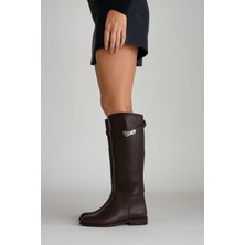 Poteen Hermod Kadın Aksesuar Detaylı Binici Uzun Şık Çizme P311-KAHVE