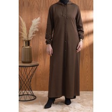 Letafet Çıtçıtlı Kapüşonlu Ferace - Kahve