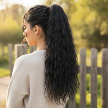 Bigelal Bağlamalı Kabarık Dalgalı At Kuyruğu / Siyah