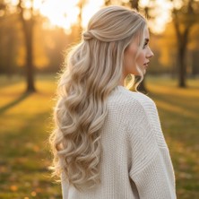 Bigelal Fiber Sentetik Dalgalı 8 Parça Çıt Çıt / Kumral Beyaz Platin Röfleli