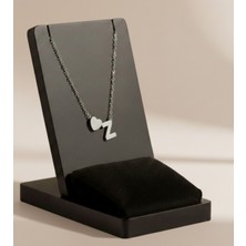 Meyra Accessories Çelik Harfli Kalpli Kolye Paslanmaz Kararmaz Çelik Kolye Silver Şık Detaylı Hediyelik Kolyelr Silver