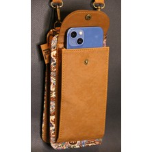 Pujiva Etnik Tarz Kilim Desenli, Çok Cebli, Fermuarlı, Askılı, Renkli, Kartlık, Telefonluk Cüzdan