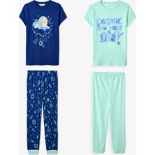 Penti Lacivert Erkek Çocuk Cosmic Nap Pamuklu 2'li Pijama Takımı