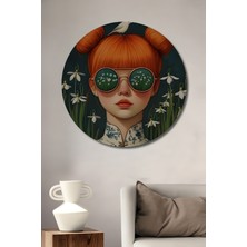 Teona Ahşap Çılgın Çocuk Gözlükleri Yağlı Boya Görünümlü Ahşap Dekoratif Tablo Yuvarlak Duvar Tablosu