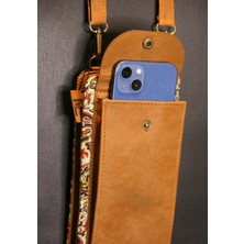 Pujiva Etnik Tarz Kilim Desenli, Çok Cebli, Fermuarlı, Askılı, Renkli, Kartlık, Telefonluk Cüzdan
