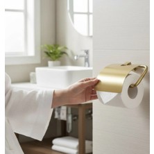 İsaoğlu Yapı Tuvalet Kağıtlığı Mat Altın Modern Tasarım Paslanmaz Fırçalanmış Gold Kapaklı Kağıtlık