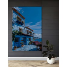 Teona Ahşap Masalsı Mavi Akdeniz Evi Ahşap Dekoratif Ev,antre,salon,ofis,mutfak,yatak Odası Tablo